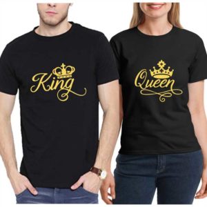 Customized Gift Pack Of Round Neck And V Neck T-Shirts For Couples